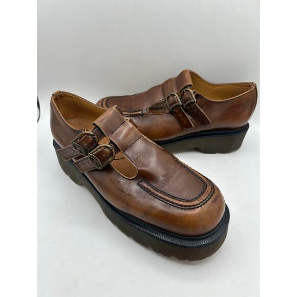 Dr. Martens VTG  Rare Chunky Mary Jane Brown Shoes Made in England US 10 8305 - Picture 8 of 12